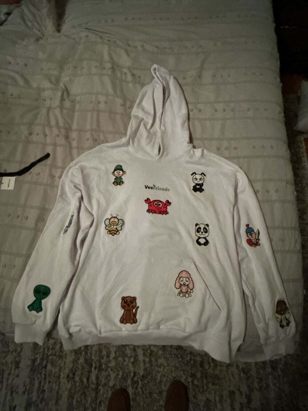 VeeFriends White Multi-Character Patch Pullover Hoodie